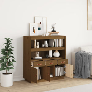 Highboard Honigbraun Kiefer Massivholz 100cm