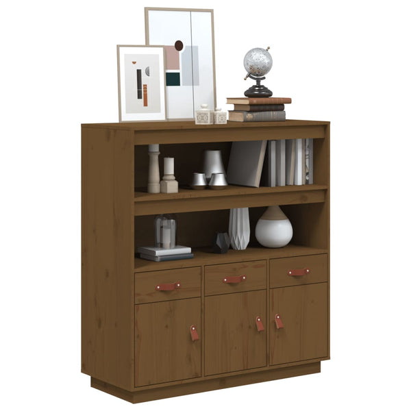 Highboard Honigbraun Kiefer Massivholz 100cm