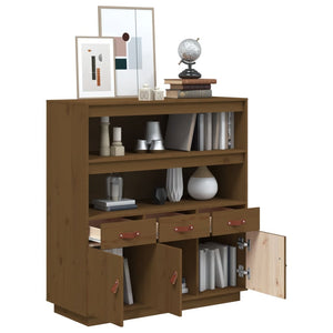 Highboard Honigbraun Kiefer Massivholz 100cm
