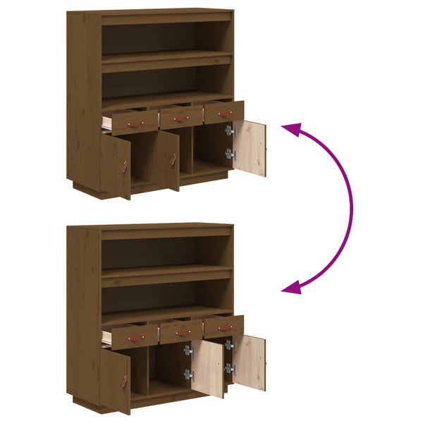 Highboard Honigbraun Kiefer Massivholz 100cm