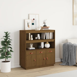 Highboard Honigbraun Kiefer Massivholz 100cm