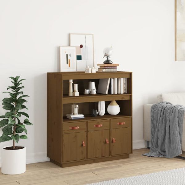 Highboard Honigbraun Kiefer Massivholz 100cm