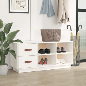Weiße Schuhbank Kiefer Massivholz 100cm