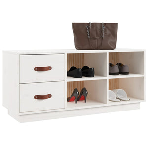 Weiße Schuhbank Kiefer Massivholz 100cm
