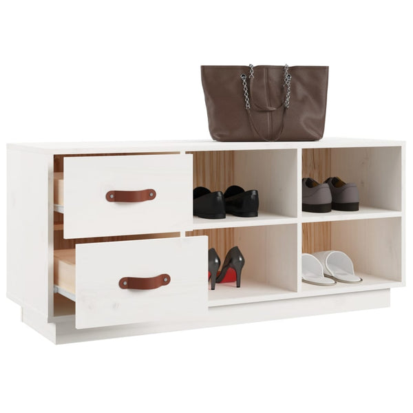 Weiße Schuhbank Kiefer Massivholz 100cm
