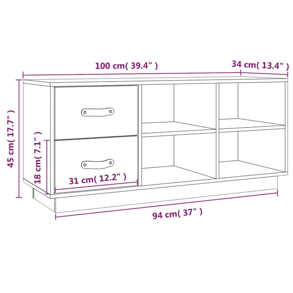 Weiße Schuhbank Kiefer Massivholz 100cm