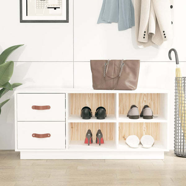 Weiße Schuhbank Kiefer Massivholz 100cm