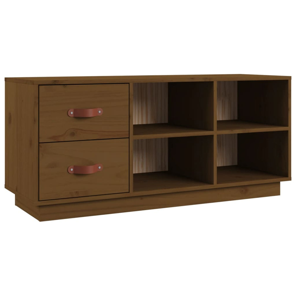 Schuhbank Honigbraun Kiefer Massivholz 100cm