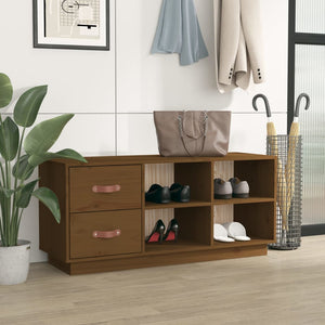 Schuhbank Honigbraun Kiefer Massivholz 100cm