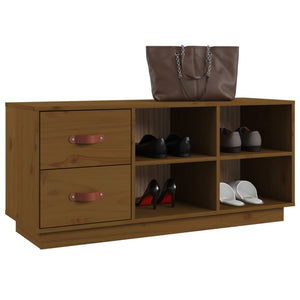 Schuhbank Honigbraun Kiefer Massivholz 100cm