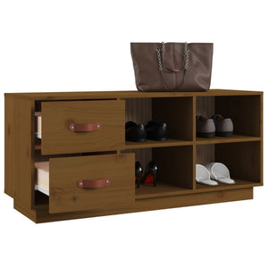 Schuhbank Honigbraun Kiefer Massivholz 100cm