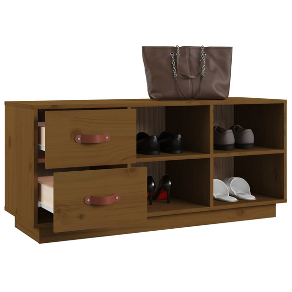 Schuhbank Honigbraun Kiefer Massivholz 100cm