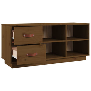 Schuhbank Honigbraun Kiefer Massivholz 100cm