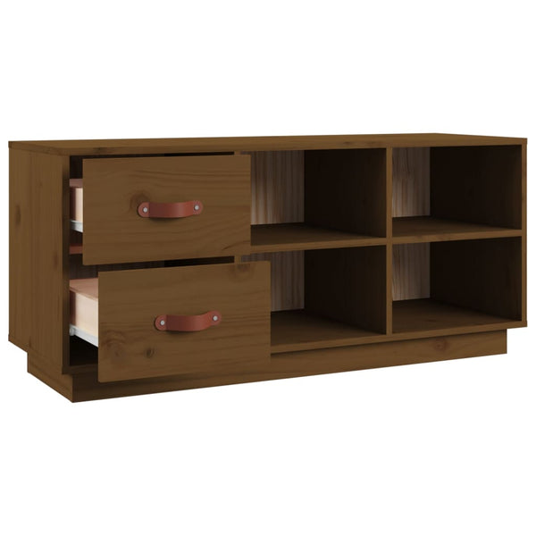 Schuhbank Honigbraun Kiefer Massivholz 100cm