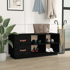 Schuhbank Schwarz Kiefer Massivholz 100cm