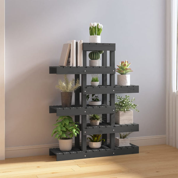 Grauer Pflanzenständer Kiefer Massivholz 109,5cm