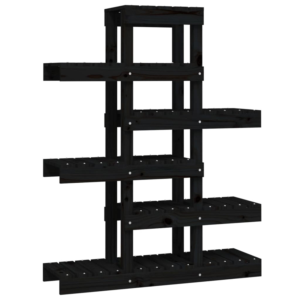 Schwarzer Pflanzenständer Kiefer Massivholz 109,5cm