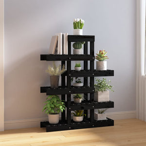 vidaXL Support pour plantes noir 85x25x109,5 cm en bois de pin massif