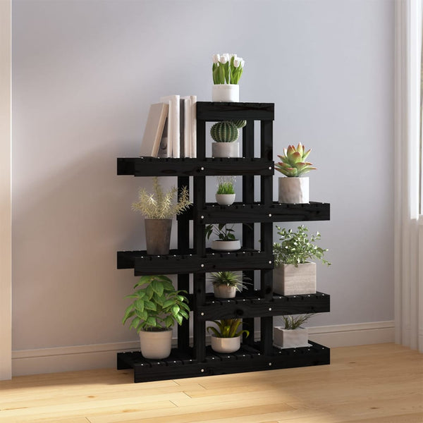 vidaXL Support pour plantes noir 85x25x109,5 cm en bois de pin massif