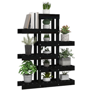 vidaXL Support pour plantes noir 85x25x109,5 cm en bois de pin massif