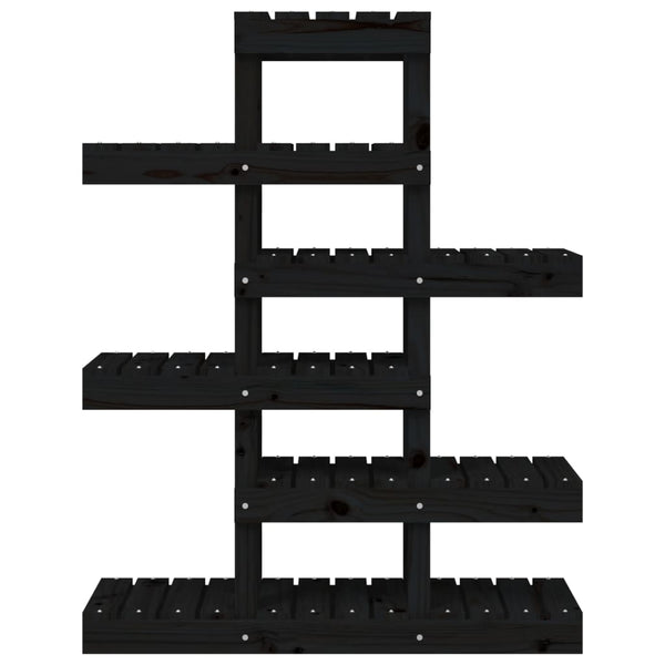vidaXL Support pour plantes noir 85x25x109,5 cm en bois de pin massif