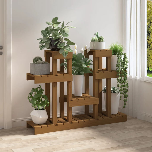 vidaXL Support à plantes marron miel 104,5x25x77,5 cm pin massif