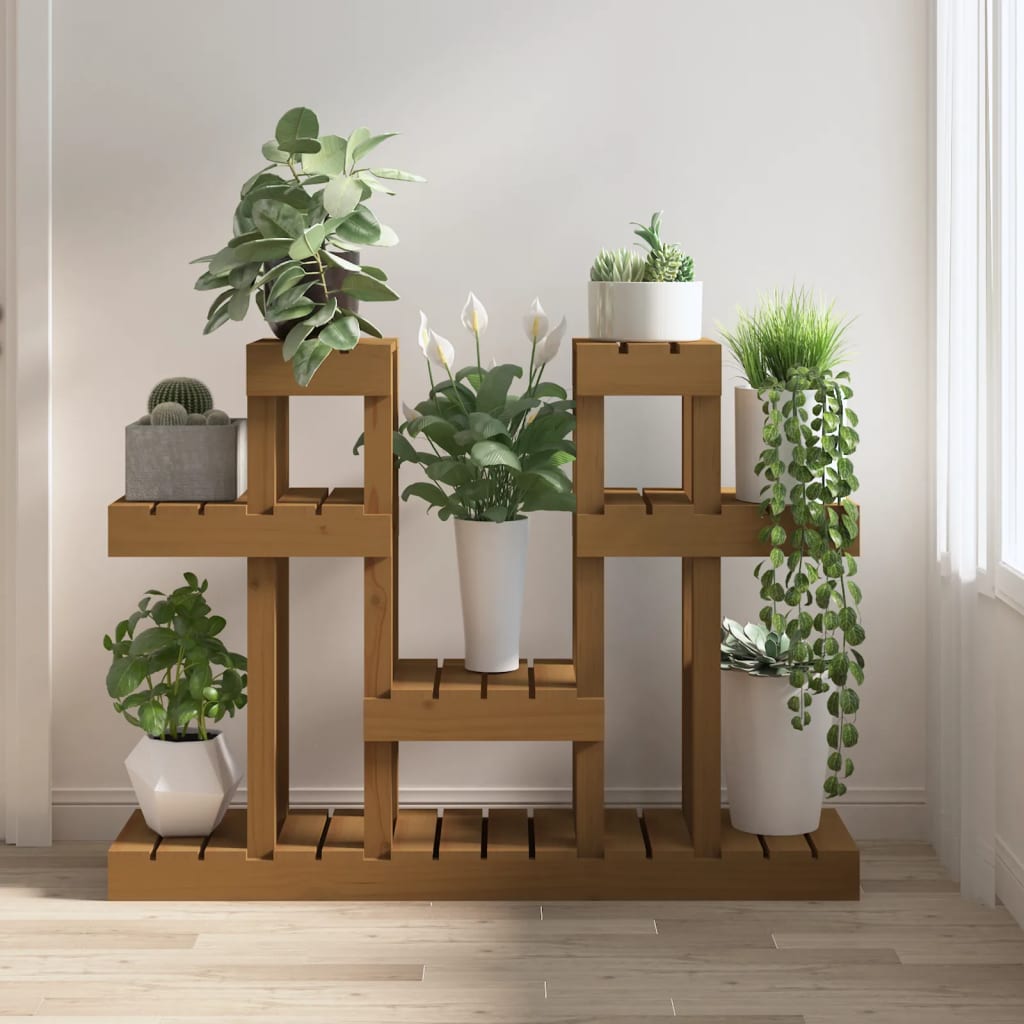 vidaXL Support à plantes marron miel 104,5x25x77,5 cm pin massif