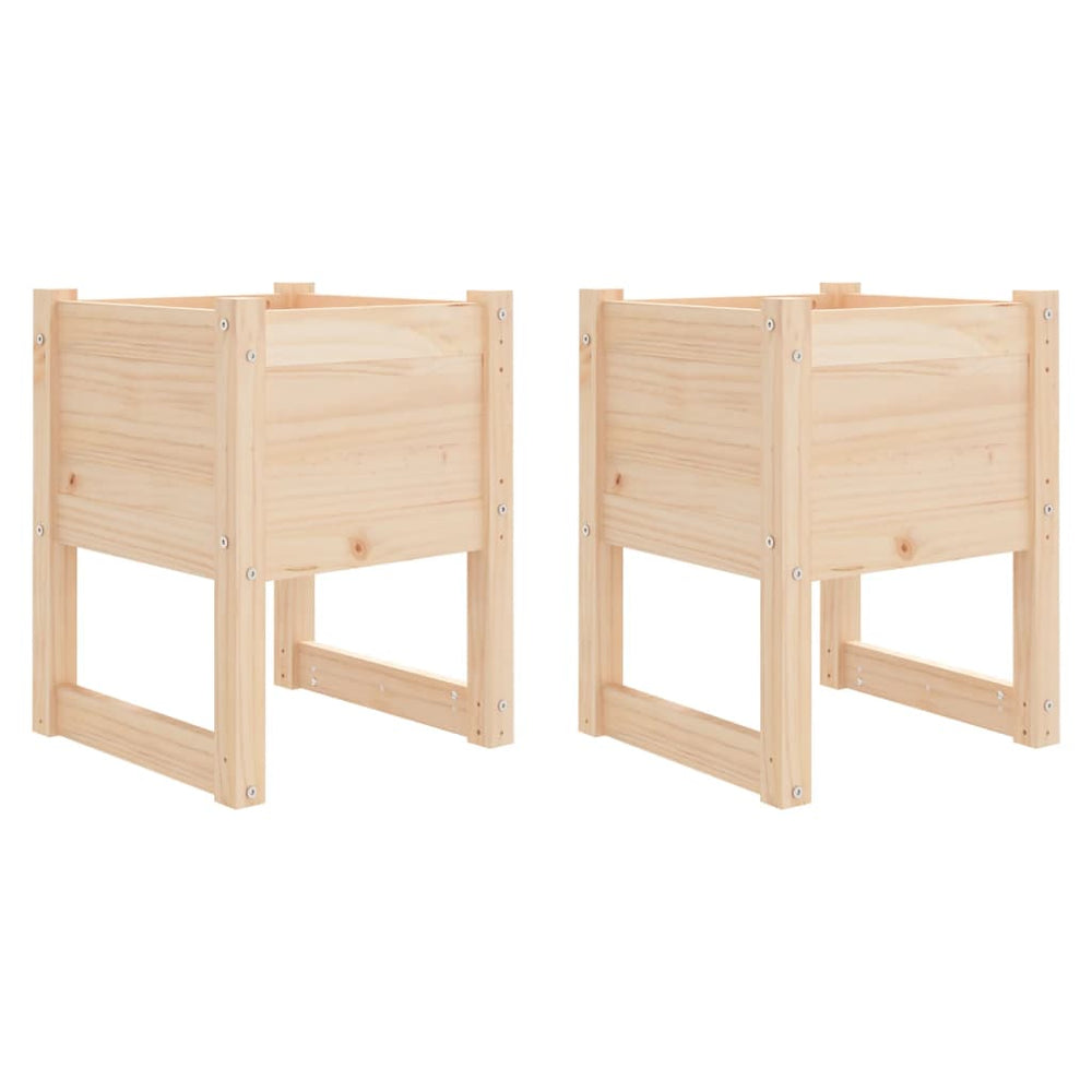 Pflanzkübel 2er Set, Kiefer Massivholz 40x40x52,5cm