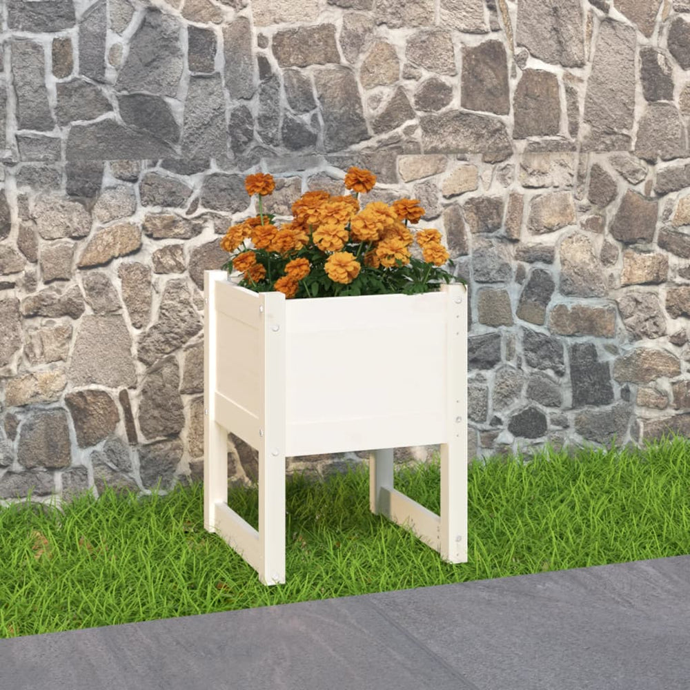 Weißer Pflanzkübel 40x40x52,5cm Kiefer Massivholz