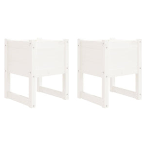 Pflanzkübel 2er Set, Kiefer Massivholz, 40x40x52,5cm, Weiß