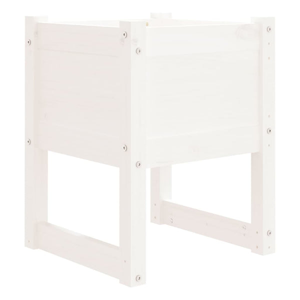 Pflanzkübel 2er Set, Kiefer Massivholz, 40x40x52,5cm, Weiß