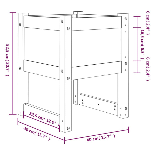 Pflanzkübel 2er Set, Kiefer Massivholz, 40x40x52,5cm, Weiß