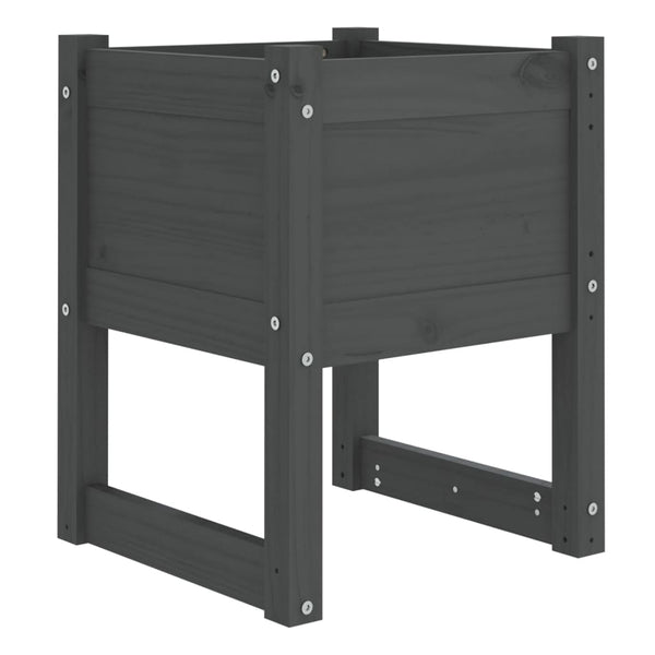 2er Set Pflanzkübel Grau 40x40x52,5cm Kiefernholz