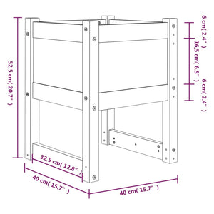 2er Set Pflanzkübel Grau 40x40x52,5cm Kiefernholz