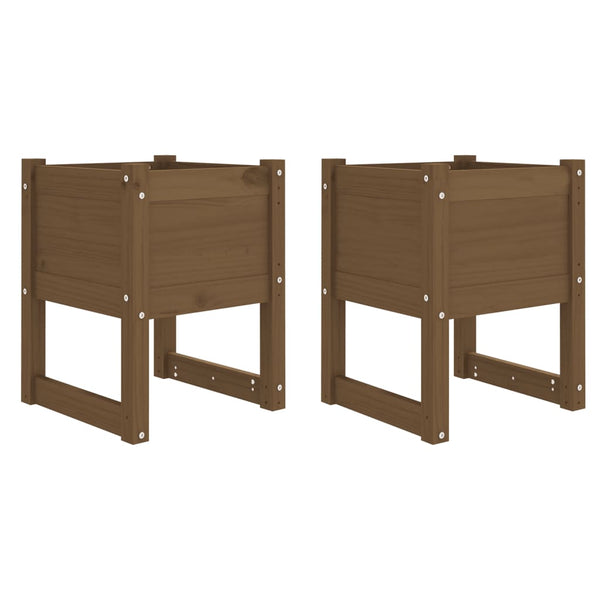 Pflanzkübel 2er Set Honigbraun Kiefer 40x40x52,5cm