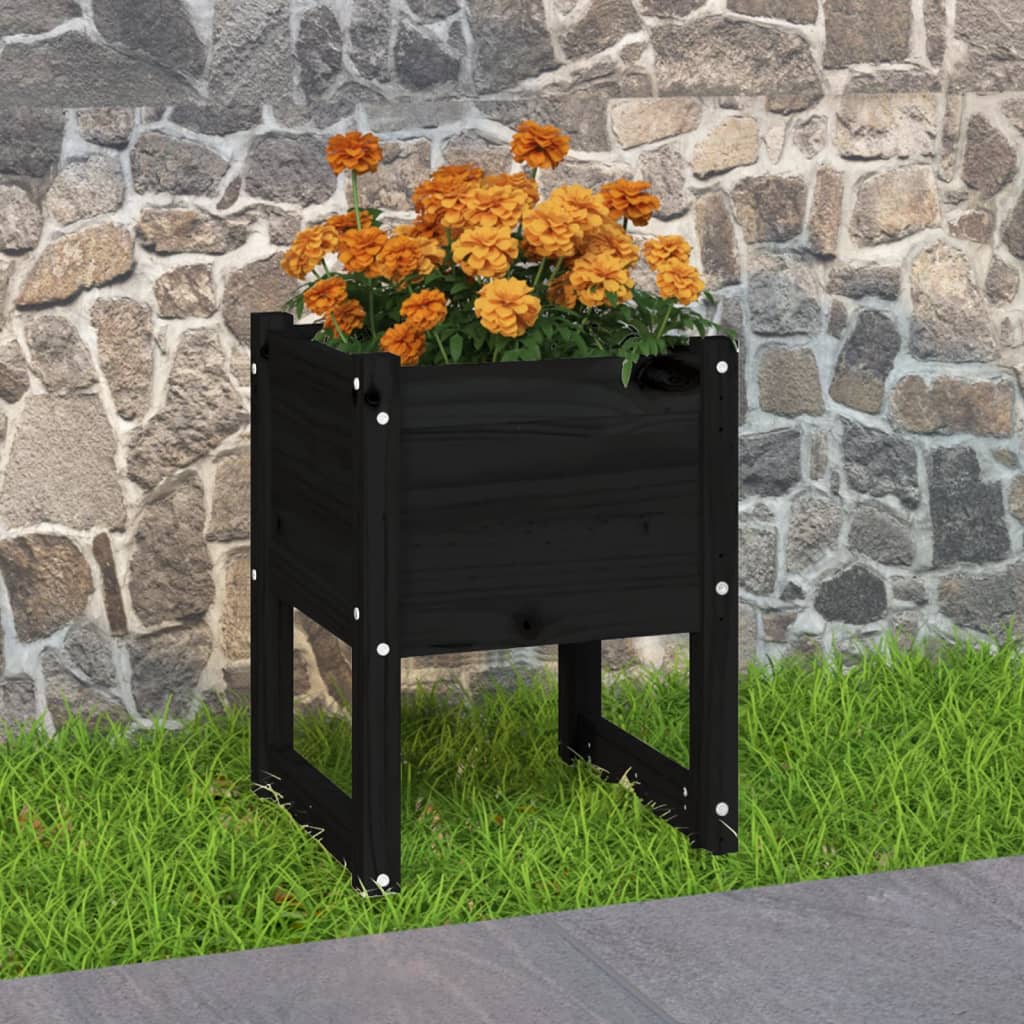 vidaXL Jardinière noire 40x40x52,5 cm en pin massif