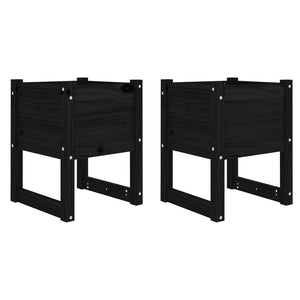 vidaXL Jardinières 2 pcs Noir 40x40x52,5 cm Bois de pin massif