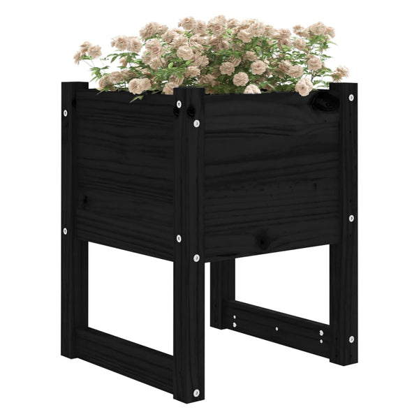 vidaXL Jardinières 2 pcs Noir 40x40x52,5 cm Bois de pin massif