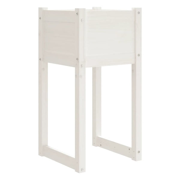 Pflanzkübel Weiß 40x40x81cm Kiefer Massivholz