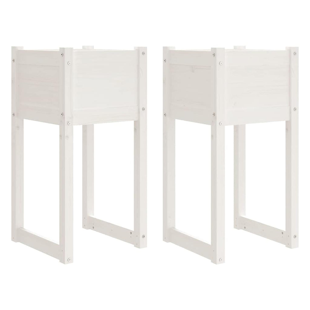 Pflanzkübel 2er Set Weiß Kiefer 40x40x81cm
