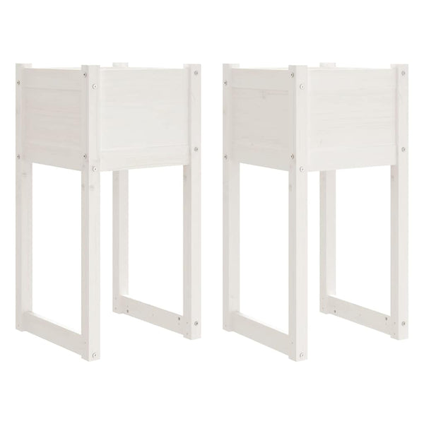Pflanzkübel 2er Set Weiß Kiefer 40x40x81cm