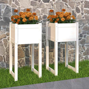 Pflanzkübel 2er Set Weiß Kiefer 40x40x81cm