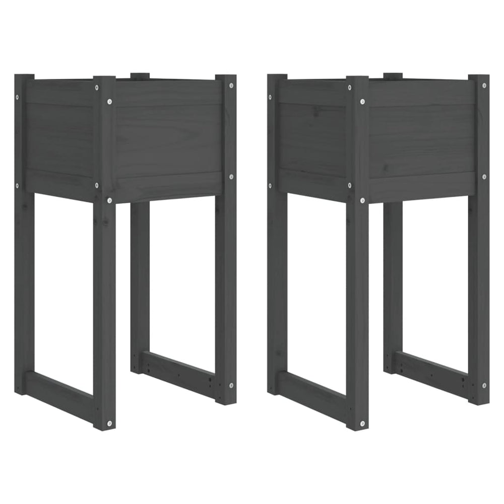 Pflanzkübel 2er Set Grau Kiefer 40x81cm
