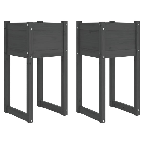 Pflanzkübel 2er Set Grau Kiefer 40x81cm
