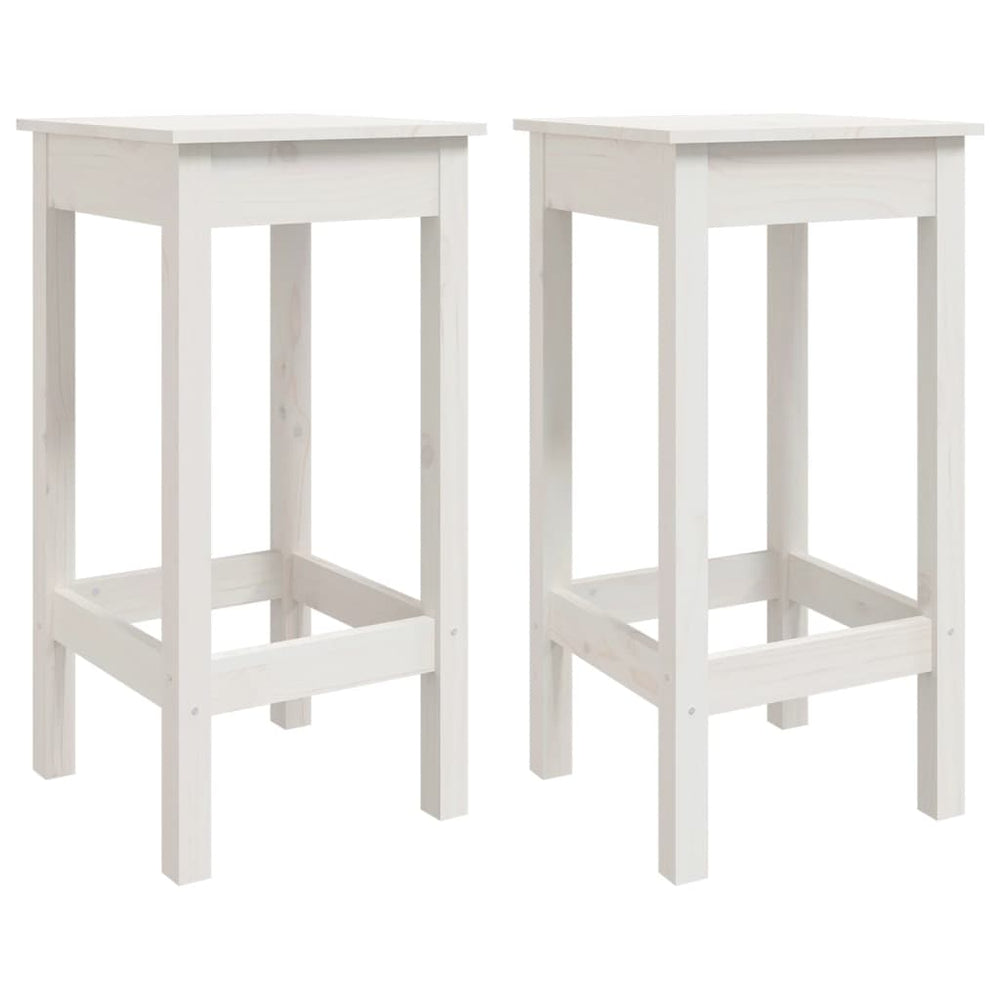 Barstühle 2er Set, Kiefer Massivholz, Weiß