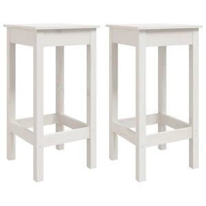 Barstühle 2er Set, Kiefer Massivholz, Weiß