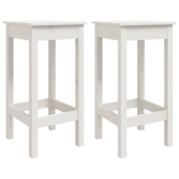 Barstühle 2er Set, Kiefer Massivholz, Weiß