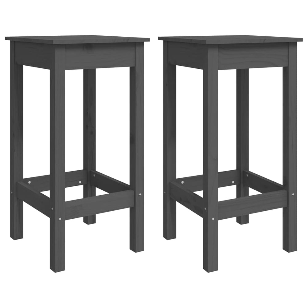 2er Set Barstühle Grau Kiefernholz