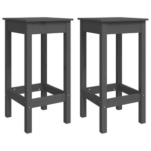 2er Set Barstühle Grau Kiefernholz