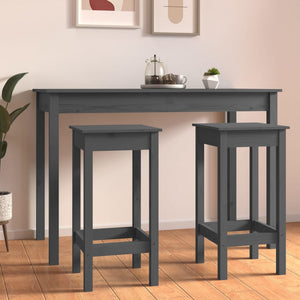 2er Set Barstühle Grau Kiefernholz